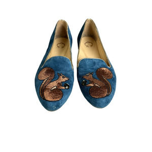 C Wonder Chelsea Blue Suede Squirrel Loafers Flats Slip On Shoes Size 7